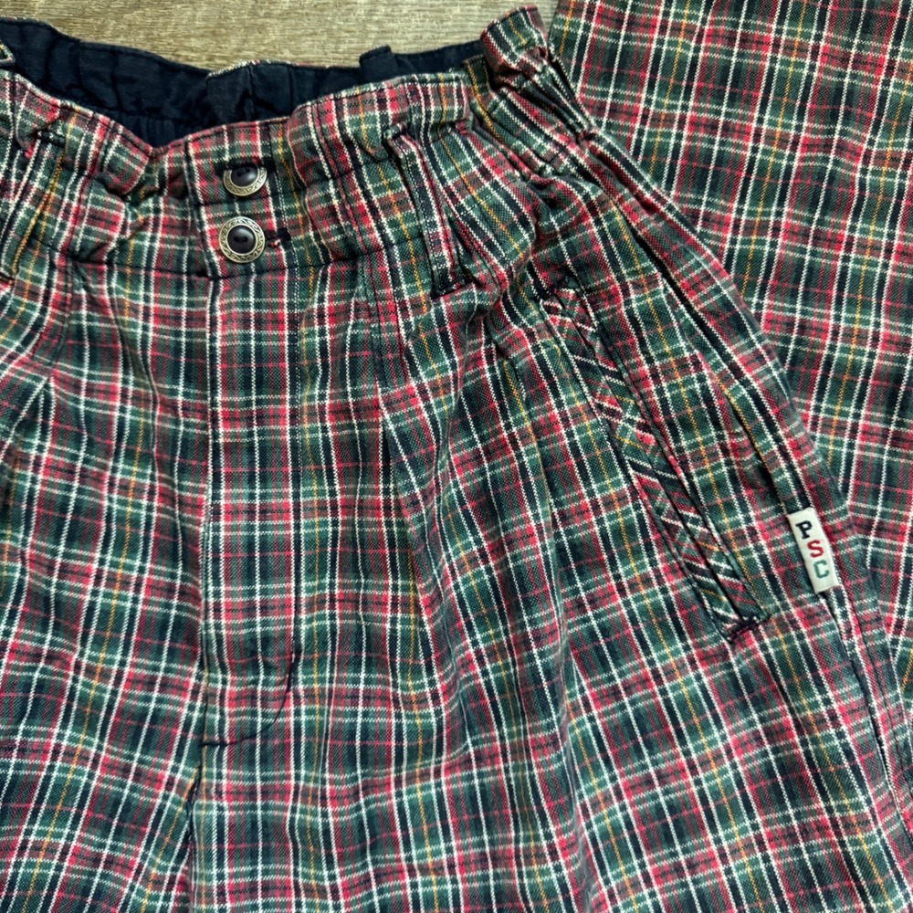 Paris Sport Club Vintage Plaid High Waisted Balloon Pants Red Green Preppy Sz XS - Picture 9 of 9